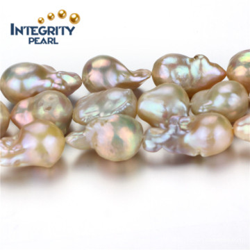 Freshwater Large Baroque Pearl Strand Size 15mm AA Necleated Natural Peach Pearl Strand